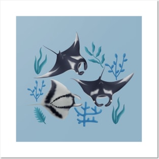 Manta rays Posters and Art